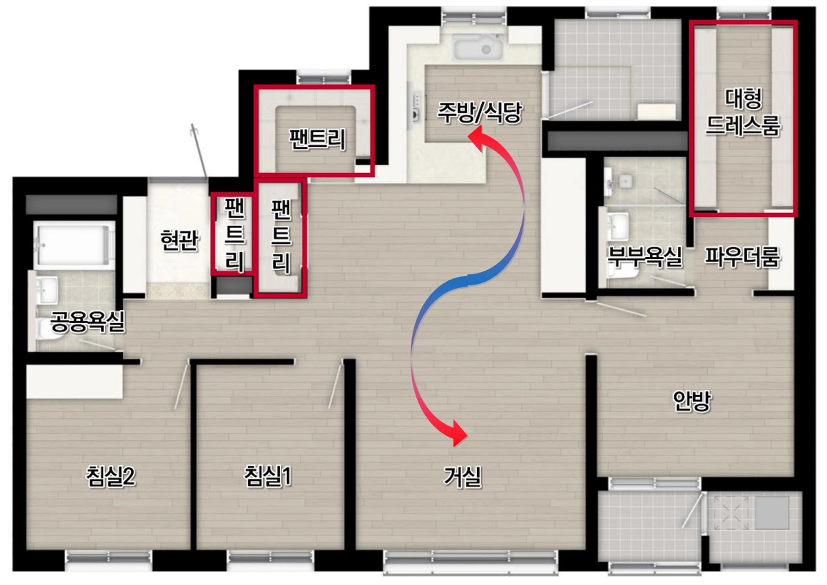 천안 아이파크 시티 2단지 84㎡ A 확장형 평면도